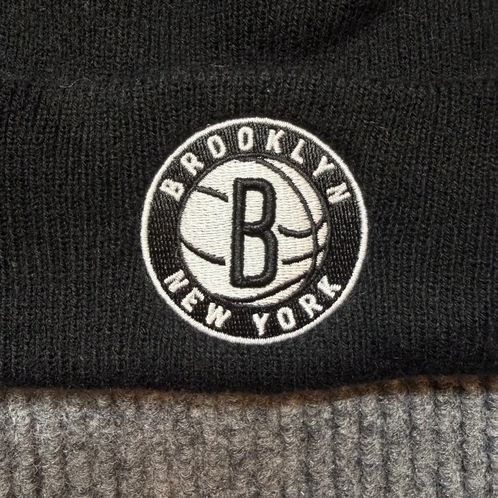 47 Brand NBA Brooklyn Nets Beanie Hat Black Cuffed Knit OSFA Winter Cap